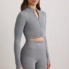 FlexiRib Cropped Jacket in Grey Melange FlexiRib Cropped Jacket in Grey Melange