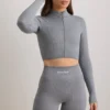 FlexiRib Cropped Jacket in Grey Melange FlexiRib Cropped Jacket in Grey Melange