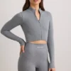 FlexiRib Cropped Jacket in Grey Melange FlexiRib Cropped Jacket in Grey Melange