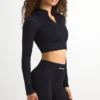 FlexiRib Zip-Up Cropped Jacket in Black FlexiRib Zip-Up Cropped Jacket in Black