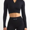 FlexiRib Zip-Up Cropped Jacket in Black FlexiRib Zip-Up Cropped Jacket in Black
