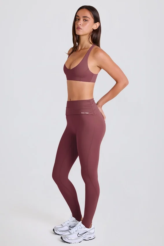 Foldover Mid-Rise Stirrup Leggings in Acai Foldover Mid-Rise Stirrup Leggings in Acai