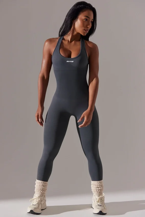 Full Length Cut-Out Jumpsuit in Grey Full Length Cut-Out Jumpsuit in Grey