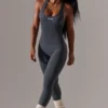 Full Length Cut-Out Jumpsuit in Grey Full Length Cut-Out Jumpsuit in Grey