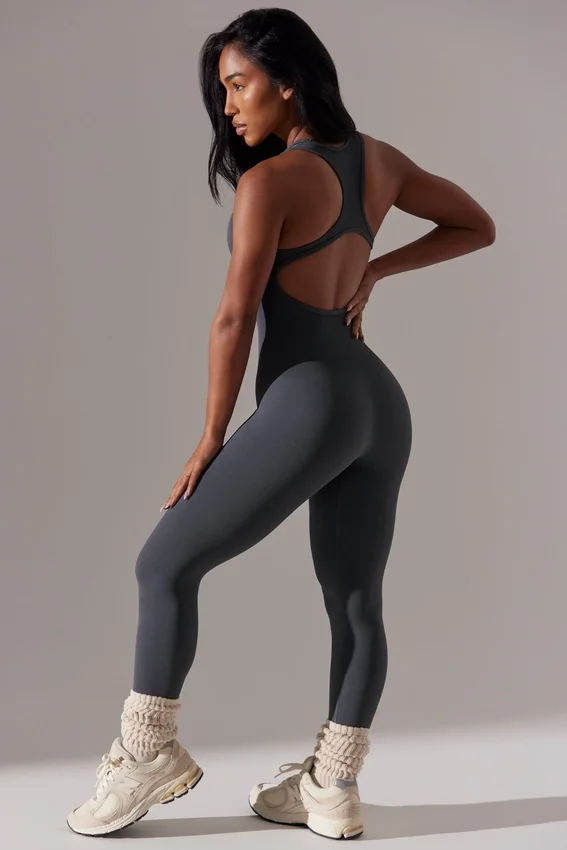 Full Length Cut-Out Jumpsuit in Grey Full Length Cut-Out Jumpsuit in Grey