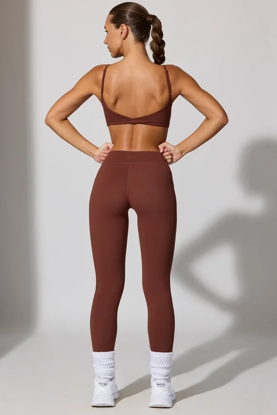 Full Length Leggings with Pockets in Brown Full Length Leggings with Pockets in Brown