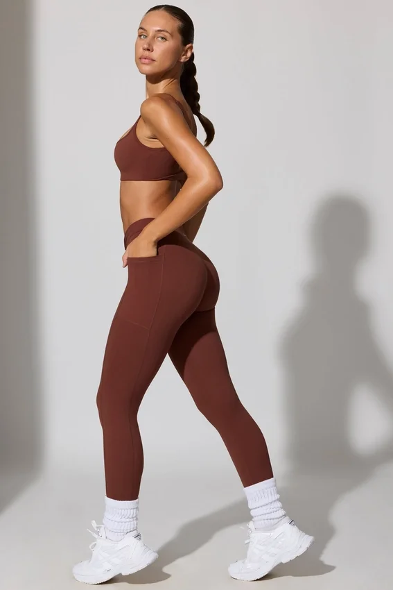 Full Length Leggings with Pockets in Brown Full Length Leggings with Pockets in Brown