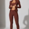 Full Length Leggings with Pockets in Brown Full Length Leggings with Pockets in Brown