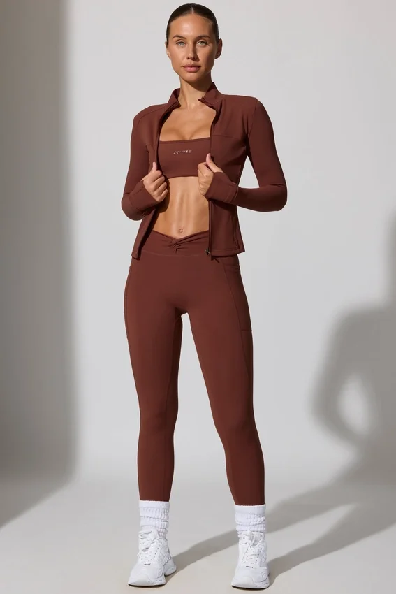 Full Length Leggings with Pockets in Brown Full Length Leggings with Pockets in Brown