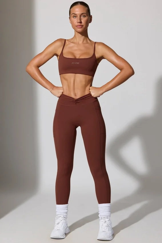 Full Length Leggings with Pockets in Brown Full Length Leggings with Pockets in Brown