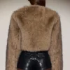 Galaia Cropped Faux-Fur Jacket in Light Brown Galaia Cropped Faux-Fur Jacket in Light Brown