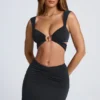 Gloria Ruched A-Line Mini Skirt in Black Gloria Ruched A-Line Mini Skirt in Black