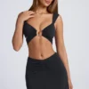 Gloria Ruched A-Line Mini Skirt in Black Gloria Ruched A-Line Mini Skirt in Black