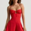 Helaia Ruched Backless Playsuit in Scarlet Red Helaia Ruched Backless Playsuit in Scarlet Red