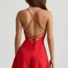 Helaia Ruched Backless Playsuit in Scarlet Red Helaia Ruched Backless Playsuit in Scarlet Red
