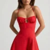 Helaia Ruched Backless Playsuit in Scarlet Red Helaia Ruched Backless Playsuit in Scarlet Red
