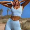 High Waist FlexiRib Mini Shorts in Blue High Waist FlexiRib Mini Shorts in Blue
