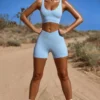 High Waist FlexiRib Mini Shorts in Blue High Waist FlexiRib Mini Shorts in Blue