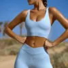 High Waist FlexiRib Mini Shorts in Blue High Waist FlexiRib Mini Shorts in Blue