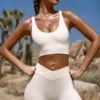 High Waist FlexiRib Mini Shorts in Ivory High Waist FlexiRib Mini Shorts in Ivory