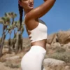 High Waist FlexiRib Mini Shorts in Ivory High Waist FlexiRib Mini Shorts in Ivory