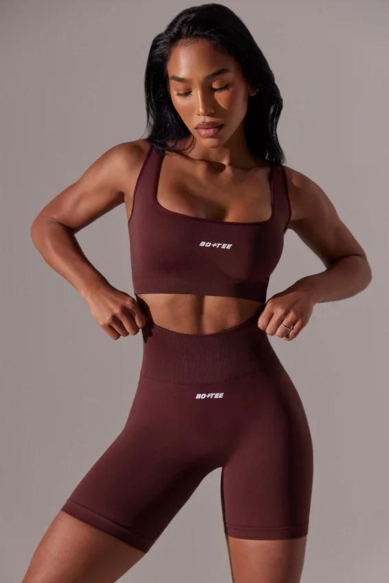 High Waist Super Sculpt Biker Shorts in Burgundy High Waist Super Sculpt Biker Shorts in Burgundy
