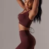 High Waist Super Sculpt Biker Shorts in Burgundy High Waist Super Sculpt Biker Shorts in Burgundy