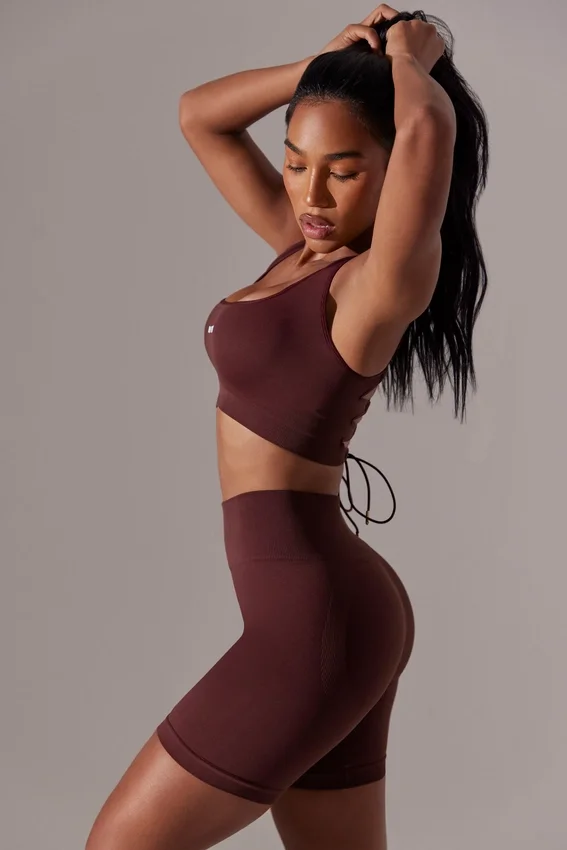 High Waist Super Sculpt Biker Shorts in Burgundy High Waist Super Sculpt Biker Shorts in Burgundy
