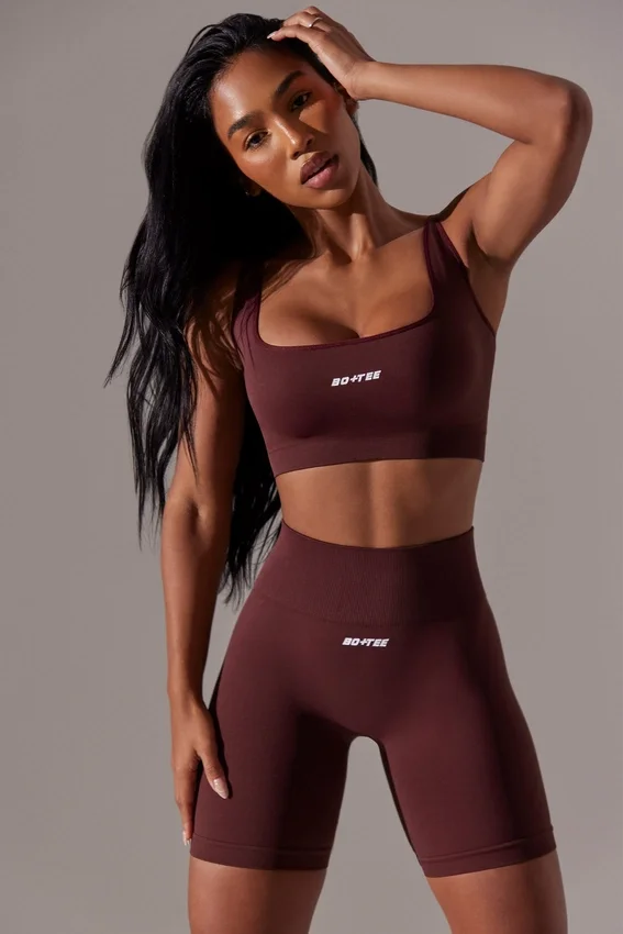 High Waist Super Sculpt Biker Shorts in Burgundy High Waist Super Sculpt Biker Shorts in Burgundy