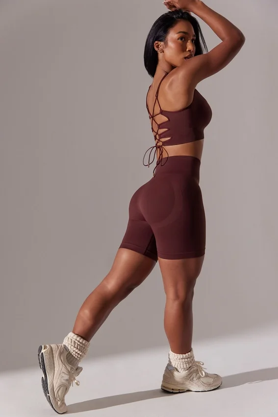 High Waist Super Sculpt Biker Shorts in Burgundy High Waist Super Sculpt Biker Shorts in Burgundy