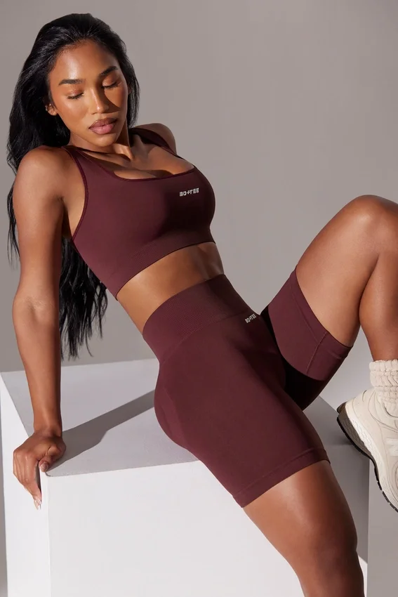 High Waist Super Sculpt Biker Shorts in Burgundy High Waist Super Sculpt Biker Shorts in Burgundy