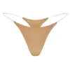 Intimates Seamless Knit Clear Strap Thong in Caramel Intimates Seamless Knit Clear Strap Thong in Caramel