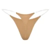 Intimates Seamless Knit Clear Strap Thong in Caramel Intimates Seamless Knit Clear Strap Thong in Caramel