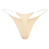 Intimates Seamless Knit Clear Strap Thong in Warm Peach Intimates Seamless Knit Clear Strap Thong in Warm Peach