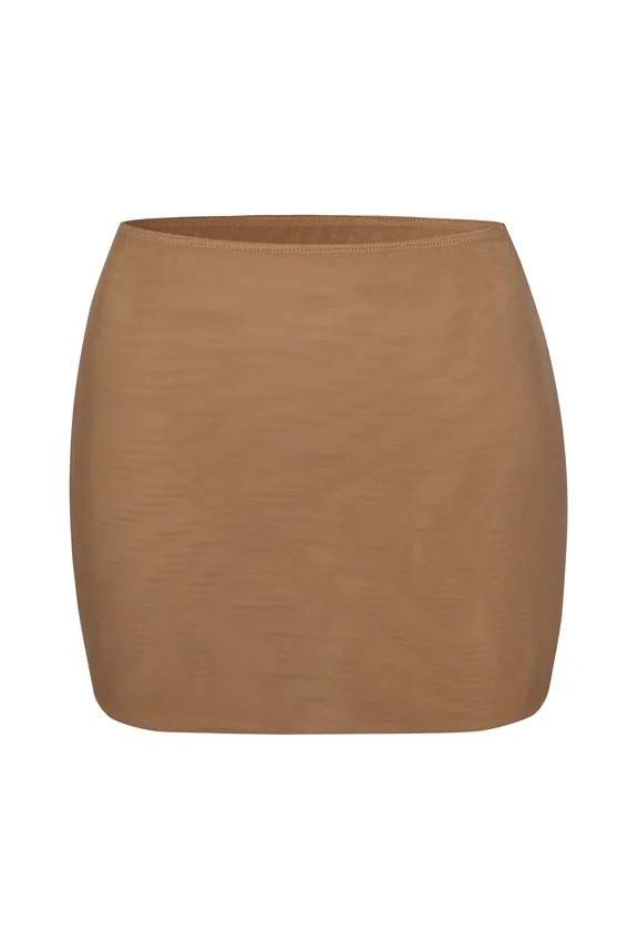 Intimates Soft Mesh Low-Rise Micro Mini Slip Skirt in Almond Intimates Soft Mesh Low-Rise Micro Mini Slip Skirt in Almond
