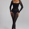 Irina Long-Sleeve Seamless Knit Jumpsuit in Black Irina Long-Sleeve Seamless Knit Jumpsuit in Black