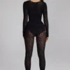 Irina Long-Sleeve Seamless Knit Jumpsuit in Black Irina Long-Sleeve Seamless Knit Jumpsuit in Black