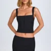 Issa Curved Low-Rise Mini Skirt in Black Issa Curved Low-Rise Mini Skirt in Black