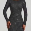Jailene Embellished Open-Back Gown in Black