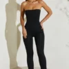 Jamila Strapless Flared Hem Jumpsuit in Black Jamila Strapless Flared Hem Jumpsuit in Black