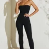 Jamila Strapless Flared Hem Jumpsuit in Black Jamila Strapless Flared Hem Jumpsuit in Black