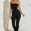Jamila Strapless Flared Hem Jumpsuit in Black Jamila Strapless Flared Hem Jumpsuit in Black