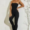 Jamila Strapless Flared Hem Jumpsuit in Black Jamila Strapless Flared Hem Jumpsuit in Black