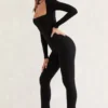 Jett Long Sleeve Square Neck Jumpsuit in Black Jett Long Sleeve Square Neck Jumpsuit in Black