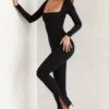 Jett Long Sleeve Square Neck Jumpsuit in Black Jett Long Sleeve Square Neck Jumpsuit in Black