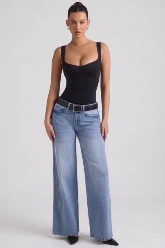 Jeylan Low-Rise Wide-Leg Jeans in Vintage Wash Jeylan Low-Rise Wide-Leg Jeans in Vintage Wash