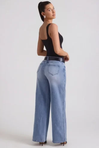 Jeylan Low-Rise Wide-Leg Jeans in Vintage Wash Jeylan Low-Rise Wide-Leg Jeans in Vintage Wash