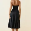 Joely Slinky Jersey Strapless A-Line Midaxi Dress in Black