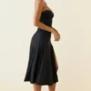 Joely Slinky Jersey Strapless A-Line Midaxi Dress in Black