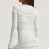 Jolessa Ruffle-Trim Pointelle-Knit Mini Dress in White